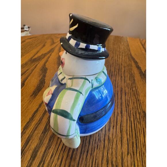 Mini Snowman Teapot Ceramic Holiday Winter Christmas Collectible - Picture 5 of 6